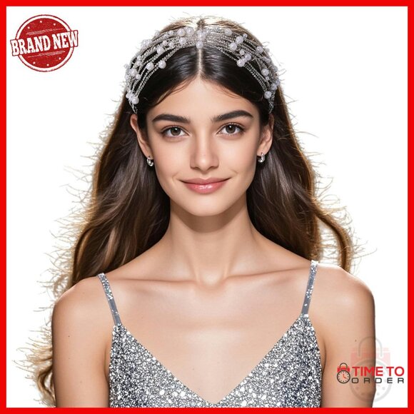 Accessories - Silver Rhinestone Pearl Wedding Headband Bridal Hair Accessory Alloy